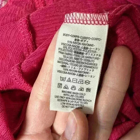 Free People Red Combo Top Women's Small V-Neck Blouse - Picture 4 of 4